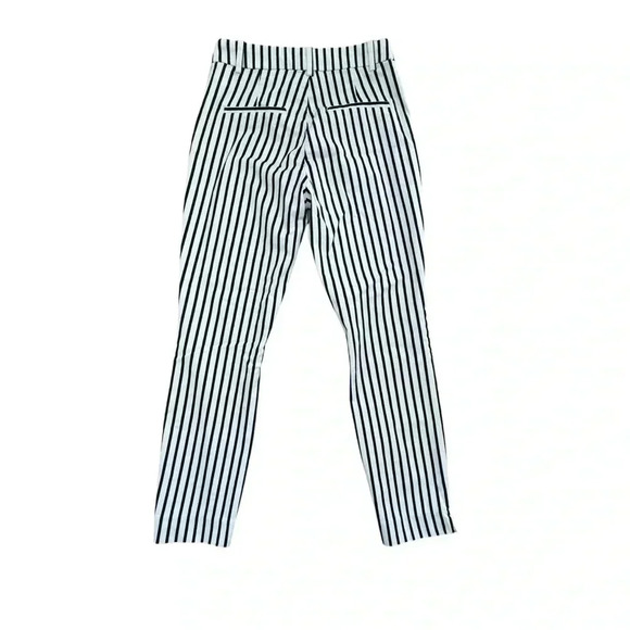 H&M Pinstripe Ankle Black and White/Striped Trouser Dress Pants Work Business - Picture 4 of 12